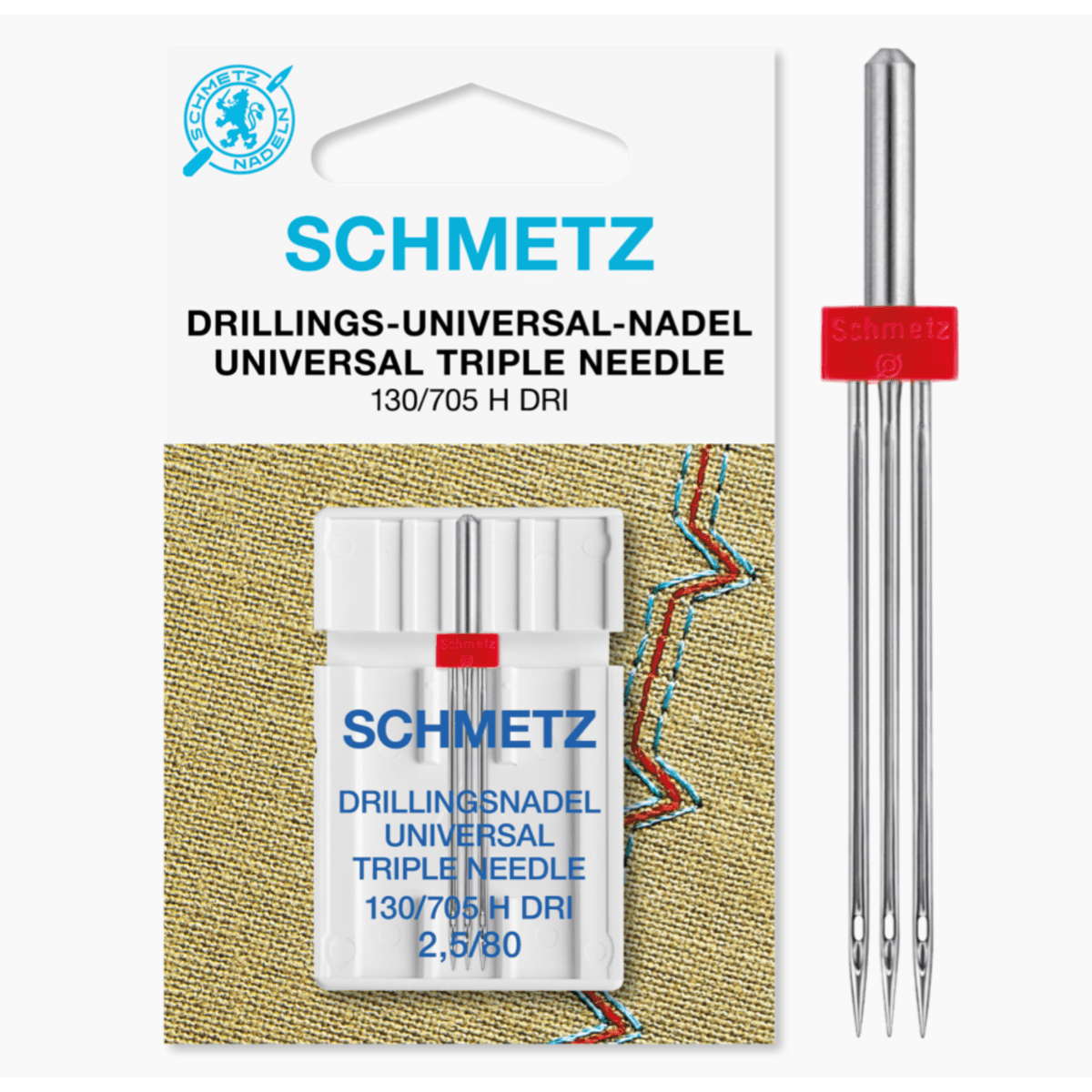Schmetz Machine Needles Schmetz Sewing Machine Needle Universal Triple 2.5mm Size 80  - The Sewing Studio