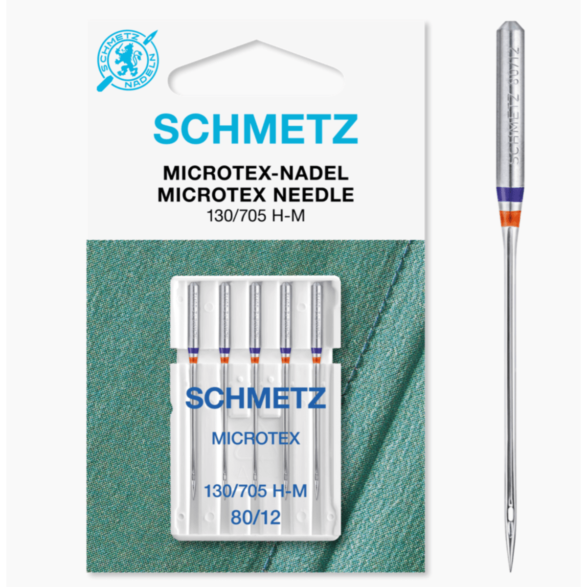 Schmetz Machine Needles Schmetz Sewing Machine Needles Microtex Size 80/12 Pack of 5  - The Sewing Studio