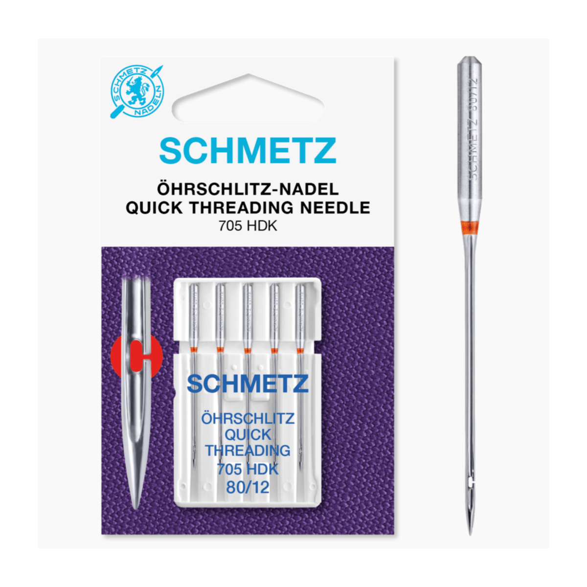 Schmetz Machine Needles Schmetz Sewing Machine Needles Quick Easy Thread Size 80/12 Pack of 5  - The Sewing Studio