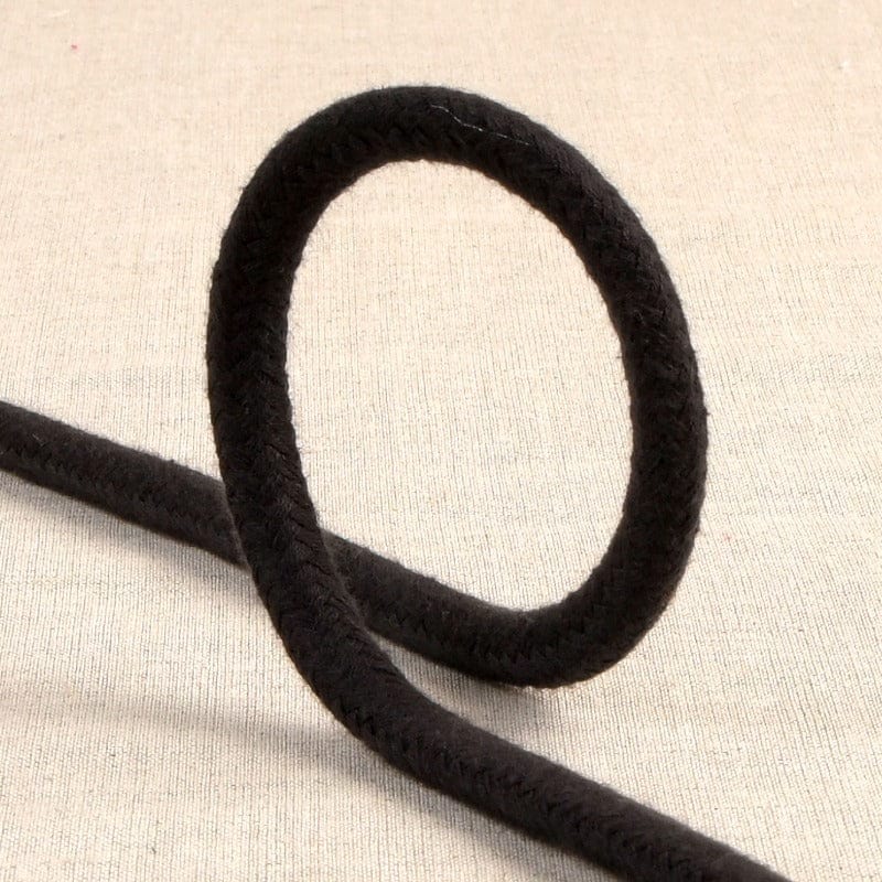Stephanoise Ropes and Twine Braided Black Cotton Cord 6mm Price Per Metre  - The Sewing Studio