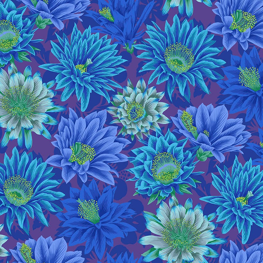 Blue Floral Stof Fabric Kaffe Fassett Cactus Flower Fabric - The Sewing Studio