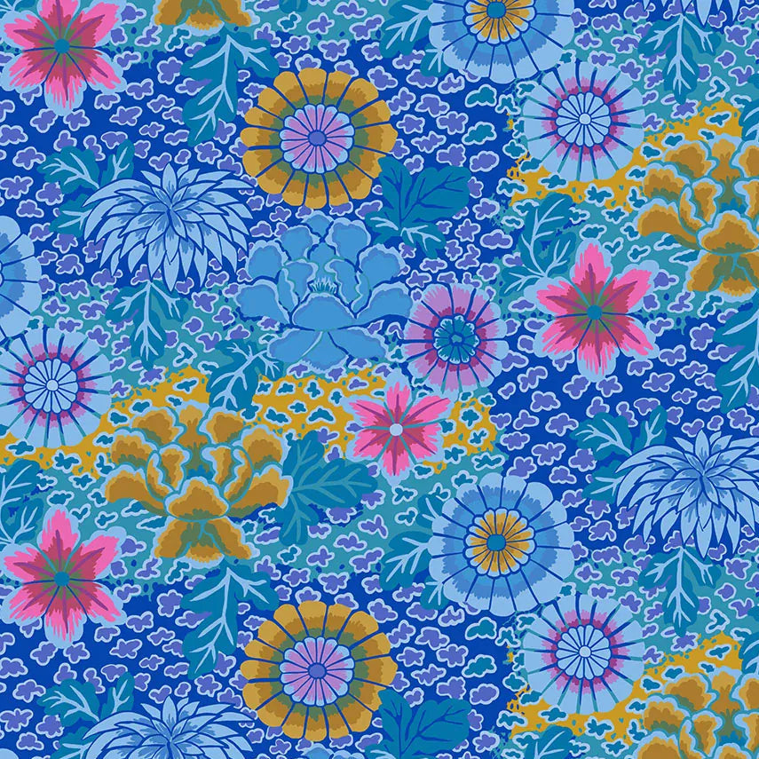 Blue Foliage Stof Fabric Kaffe Fassett Dream Fabric - The Sewing Studio