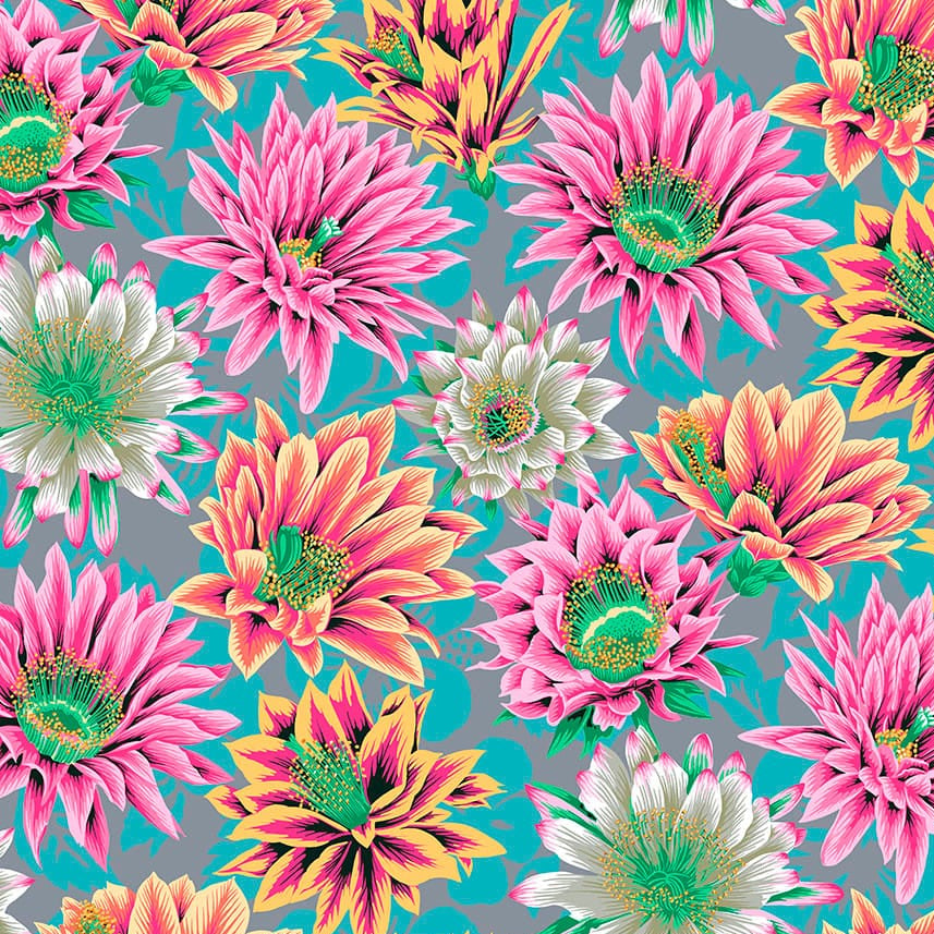 Multi-coloured Floral Stof Fabric Kaffe Fassett Cactus Flower Fabric - The Sewing Studio
