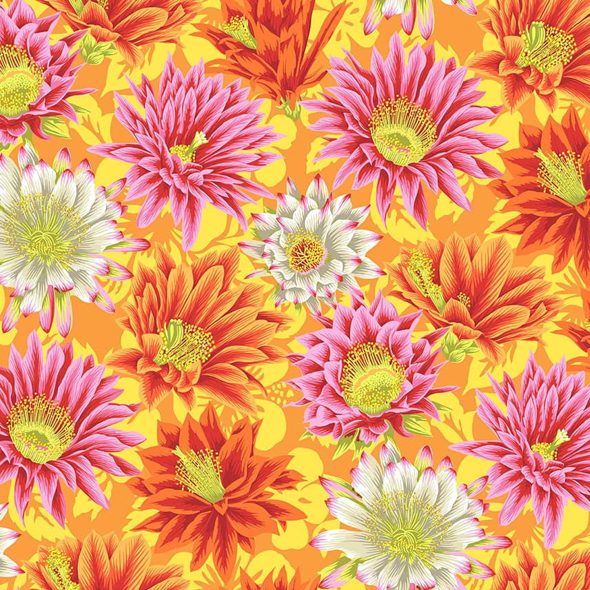 Yellow Floral Stof Fabric Kaffe Fassett Cactus Flower Fabric - The Sewing Studio