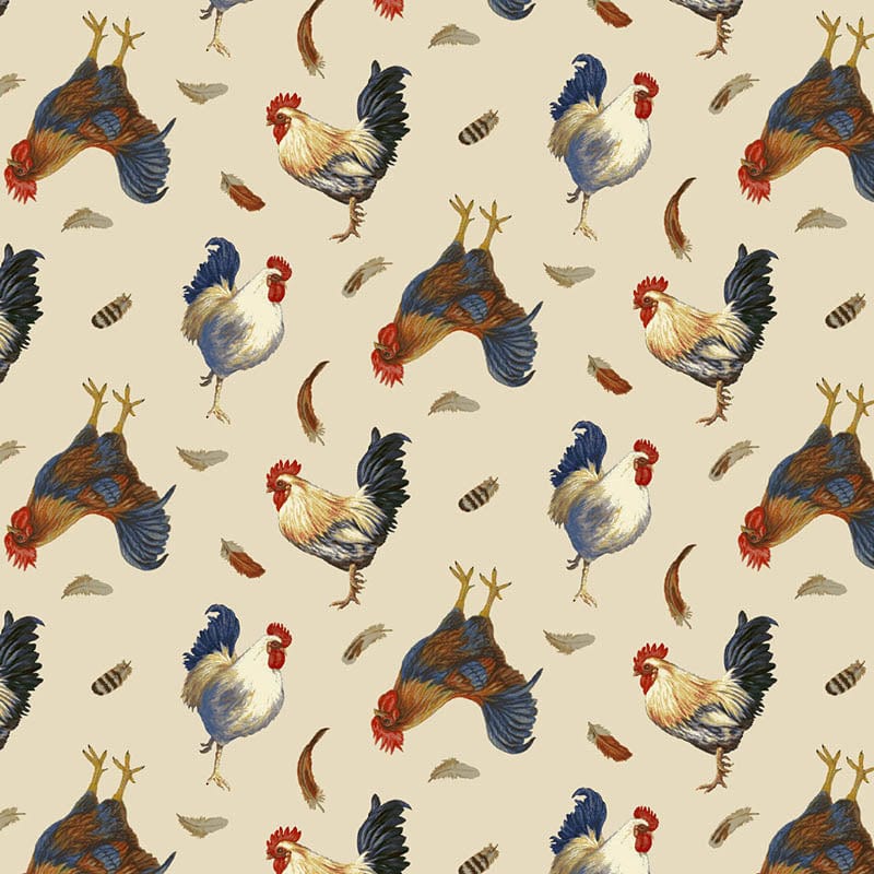 Studio E Fabric Studio E The Chicken Club Tossed Roosters And Chickens 7409-43  - The Sewing Studio