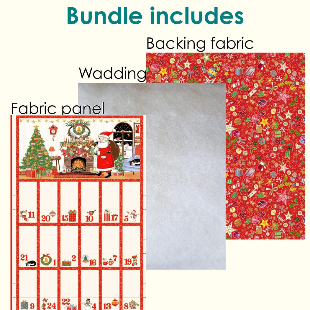 The Sewing Studio Fabric Panels & Labels Makower Jolly Saint Nick Advent Calendar Bundle  - The Sewing Studio