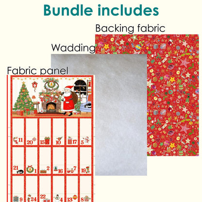 The Sewing Studio Fabric Panels & Labels Makower Jolly Saint Nick Advent Calendar Bundle  - The Sewing Studio