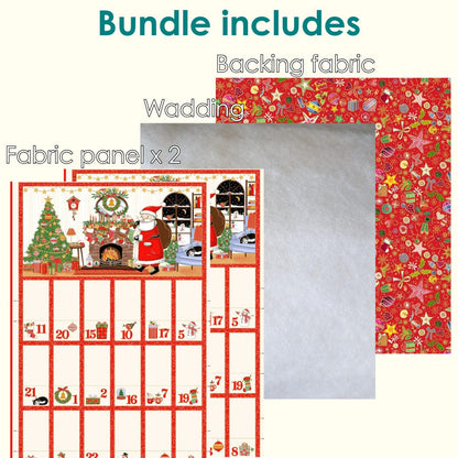 The Sewing Studio Fabric Panels & Labels Makower Jolly Saint Nick Advent Calendar Bundle Duo  - The Sewing Studio