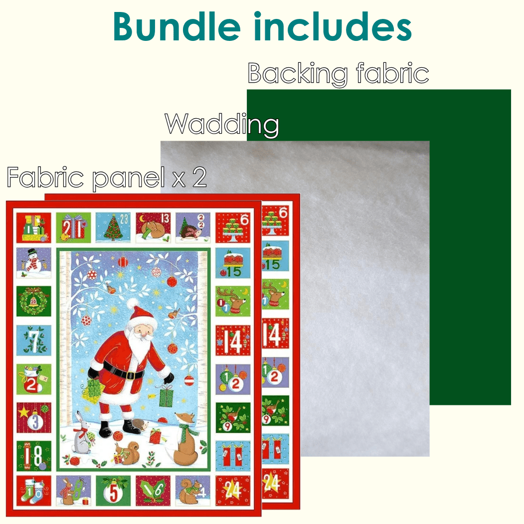 The Sewing Studio Fabric Panels & Labels Makower Merry Christmas Santa Advent Calendar Bundle Duo  - The Sewing Studio