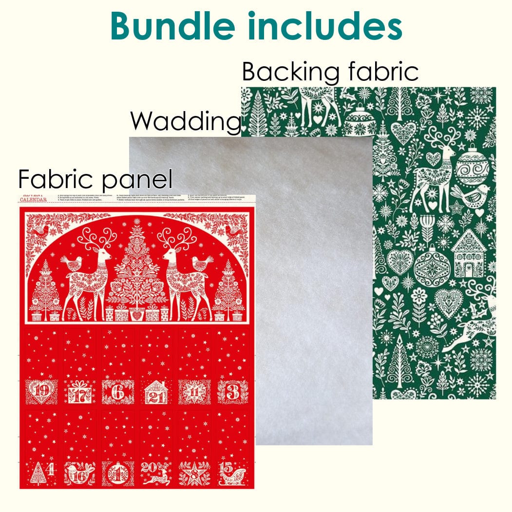 The Sewing Studio Fabric Panels & Labels Makower Scandi Advent Calendar Bundle  - The Sewing Studio