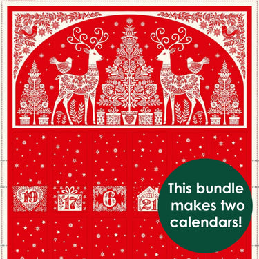 The Sewing Studio Fabric Panels & Labels Makower Scandi Advent Calendar Bundle  Duo  - The Sewing Studio for sale UK - The Sewing Studio