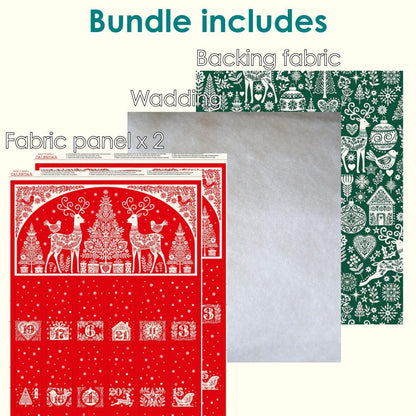 The Sewing Studio Fabric Panels & Labels Makower Scandi Advent Calendar Bundle  Duo  - The Sewing Studio