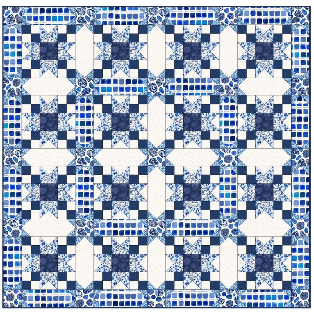 The Sewing Studio Fabric Lewis & Irene Porcelain and Sea Glass Quilt Top Bundle - The Sewing Studio