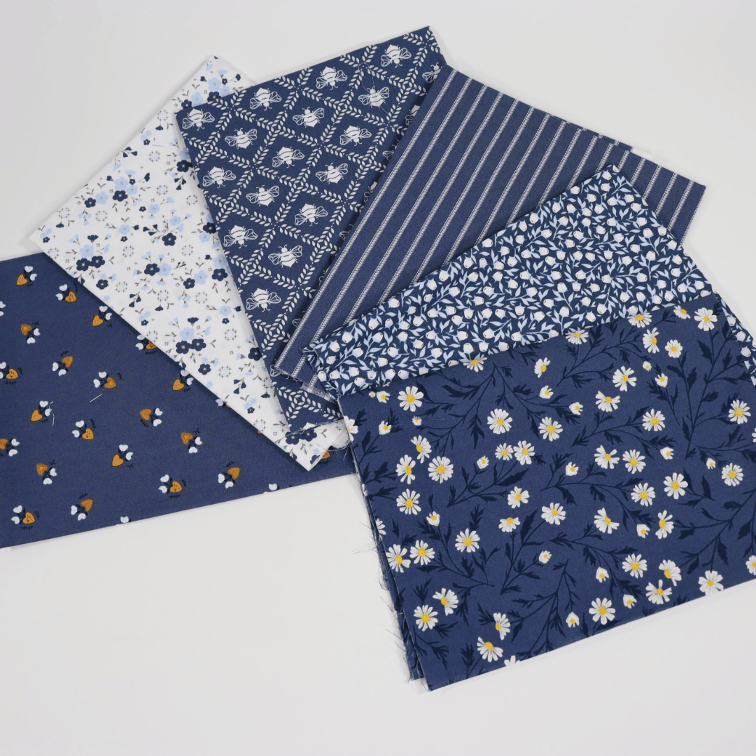 Moda Fabric Pre Cuts Moda Sun Drenched 6 Piece Fat Quarter Bundle - Indigo - The Sewing Studio