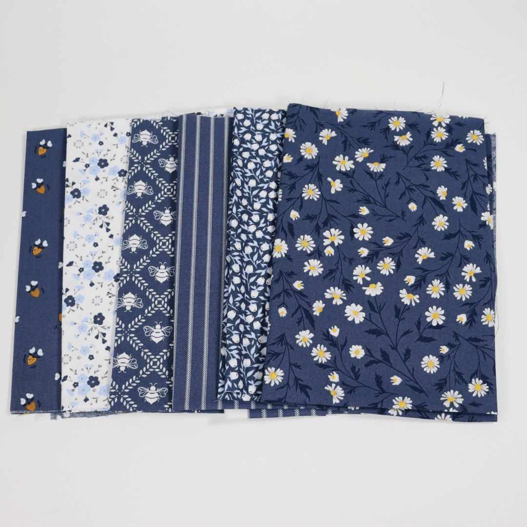 Moda Fabric Pre Cuts Moda Sun Drenched 6 Piece Fat Quarter Bundle - Indigo - The Sewing Studio