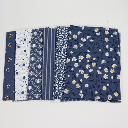 Moda Fabric Pre Cuts Moda Sun Drenched 6 Piece Fat Quarter Bundle - Indigo - The Sewing Studio