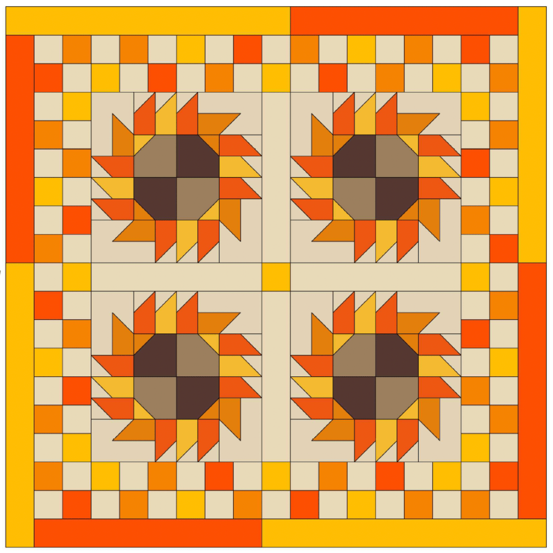 Makower Linen Texture Sunflower Quilt Top Bundle
