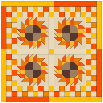 Makower Linen Texture Sunflower Quilt Top Bundle