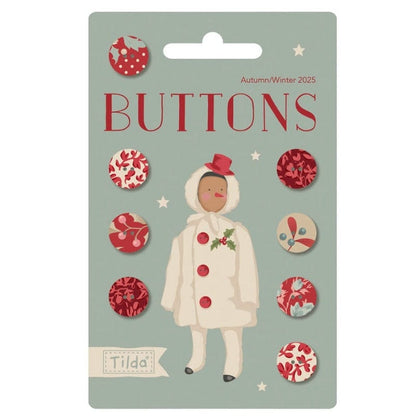 Tilda Buttons Tilda Merry Little Christmas Fabric Covered Buttons 12mm Pack of 8  - The Sewing Studio