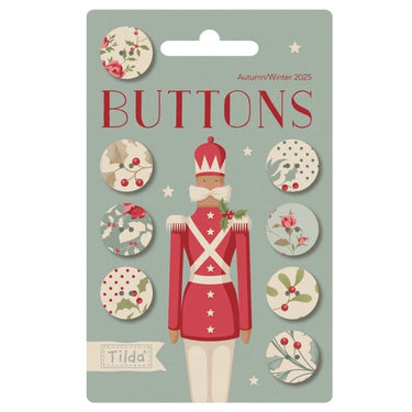 Tilda Buttons Tilda Merry Little Christmas Fabric Covered Buttons 16mm Pack of 8  - The Sewing Studio for sale UK - The Sewing Studio