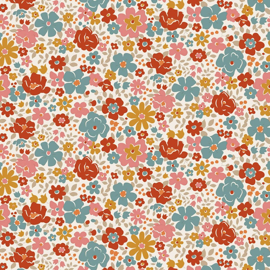 Multi-coloured Floral Tilda Fabric PRE-ORDER Tilda Village Life - The Sewing Studio