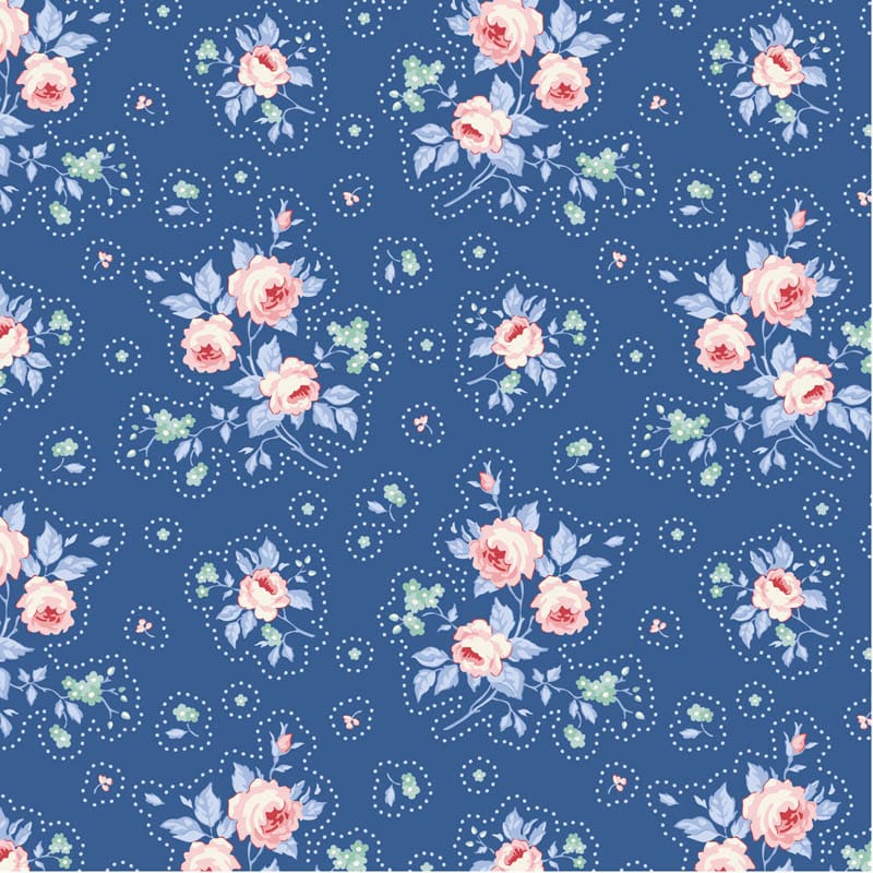 Blue Floral Tilda Fabric PRE-ORDER Tilda Something Blue Fabric - The Sewing Studio