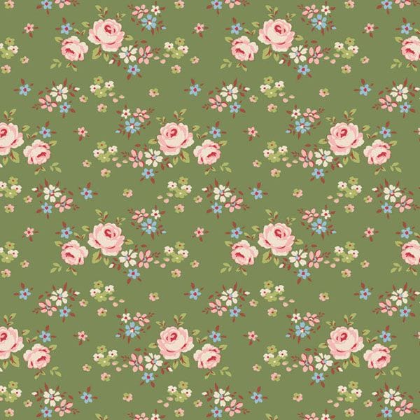 Green Floral Tilda Fabric Tilda Creating Memories - The Sewing Studio