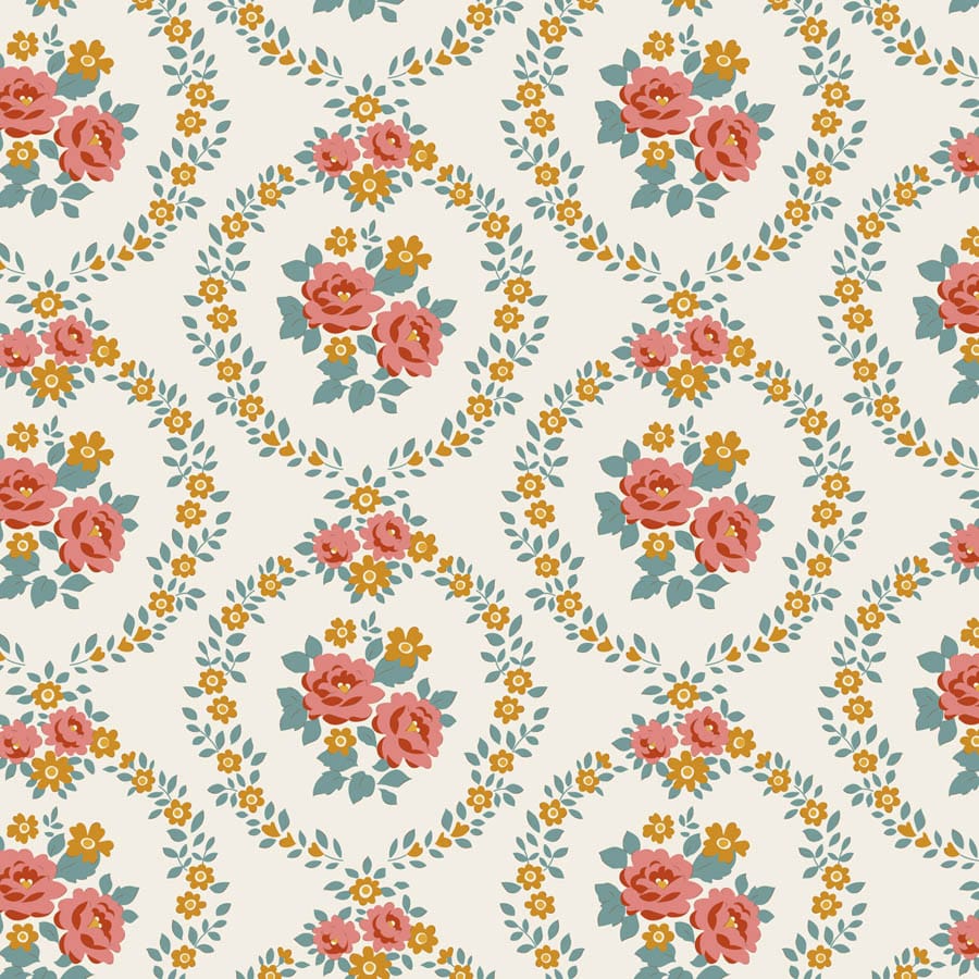 Multi-coloured Floral Tilda Fabric PRE-ORDER Tilda Village Life - The Sewing Studio