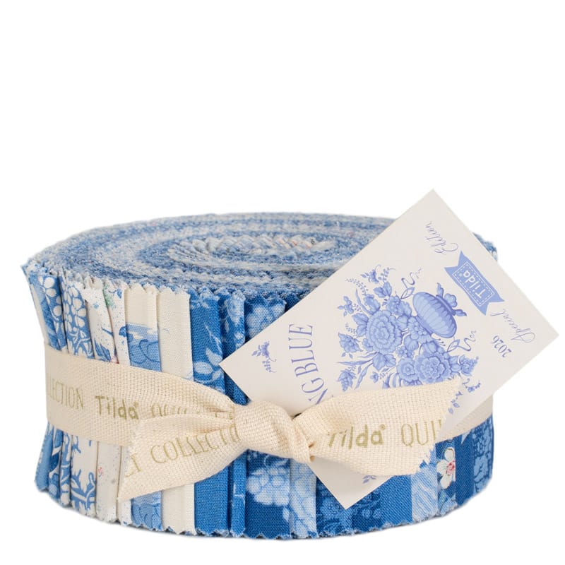 Multi-coloured, Blue Classic Prints, Floral Tilda Fabric Pre Cuts PRE-ORDER Tilda Something Blue Fabric Roll - The Sewing Studio