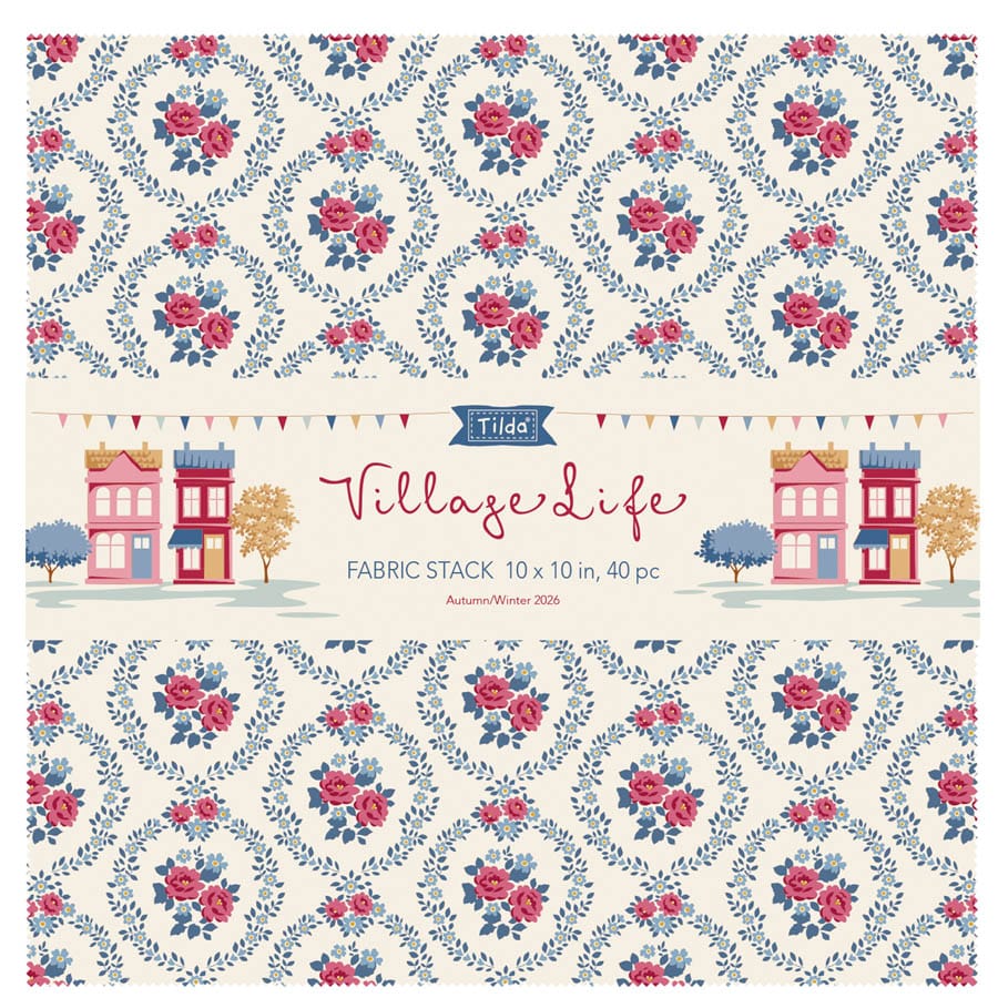 Tilda Fabric Pre Cuts PRE-ORDER Tilda Village Life 10" Fabric Stack - The Sewing Studio