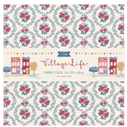 Tilda Fabric Pre Cuts PRE-ORDER Tilda Village Life 10" Fabric Stack - The Sewing Studio