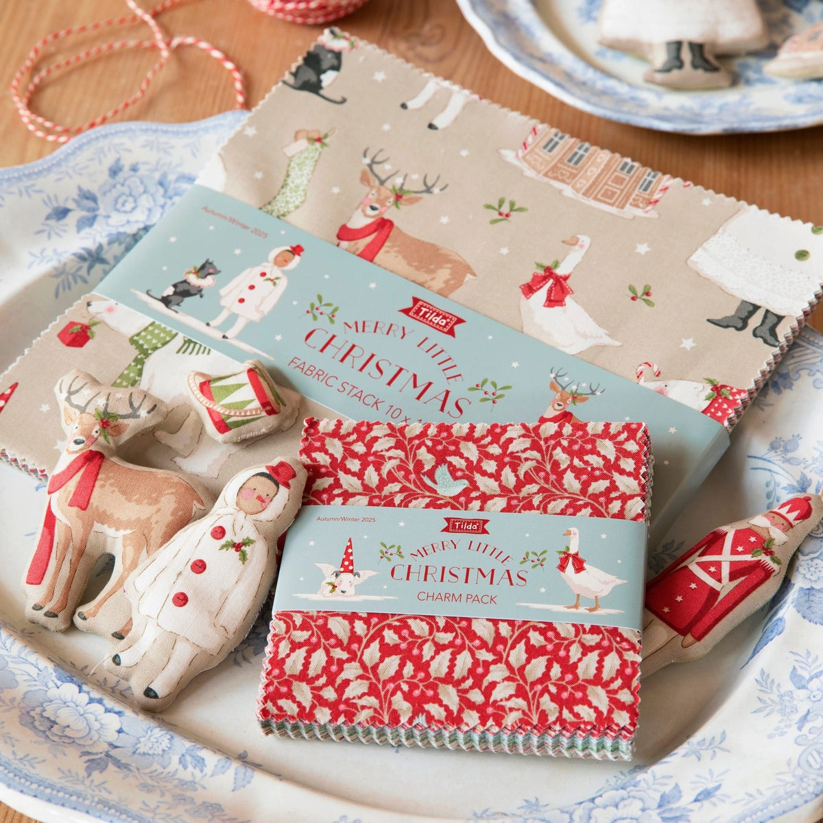 Multi-coloured Christmas Tilda Fabric Pre Cuts Tilda Merry Little Christmas Charm Pack 5" Squares TD300249 - The Sewing Studio