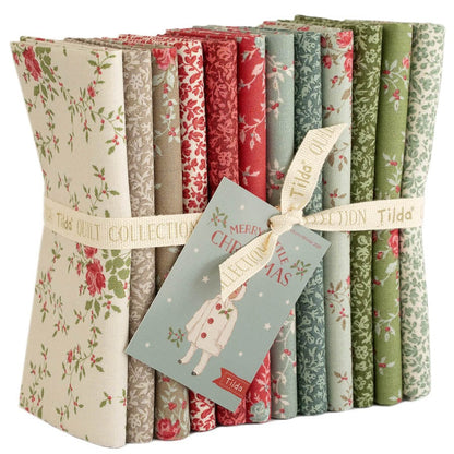 Multi-coloured Floral, Christmas Tilda Fabric Pre Cuts Tilda Merry Little Christmas Eve & Noel Blender Fat Quarter Bundle 12 Piece - The Sewing Studio