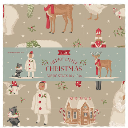 Multi-coloured Christmas Tilda Fabric Pre Cuts Tilda Merry Little Christmas Fabric Stack 10" Squares TD300250 - The Sewing Studio