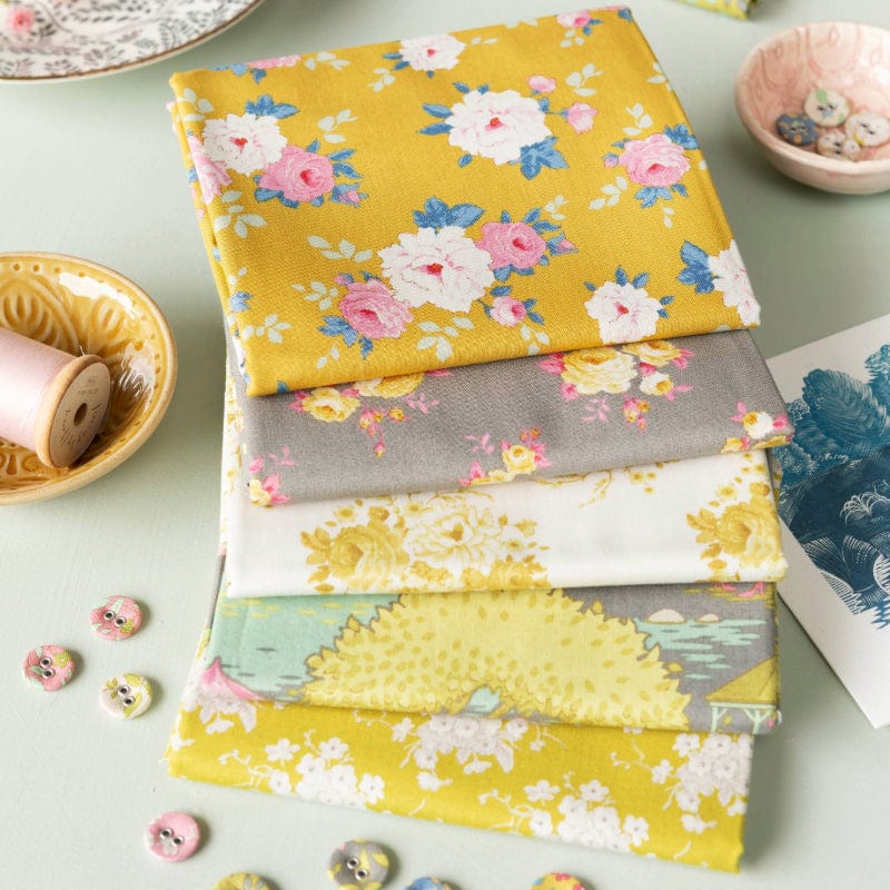 Tilda Fabric Pre Cuts Tilda Sunday Brunch Fat Quarter Bundle 5 Piece Grey And Yellow TD300223  - The Sewing Studio