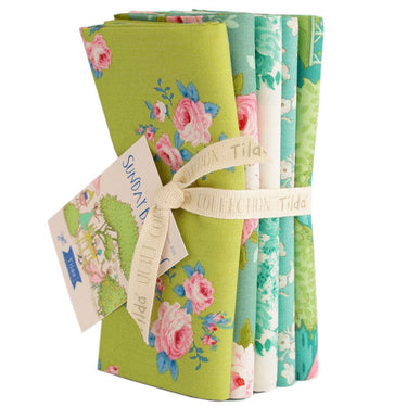 Tilda Fabric Pre Cuts Tilda Sunday Brunch Fat Quarter Bundle 5 Piece Lime and Teal TD300222  - The Sewing Studio for sale UK - The Sewing Studio