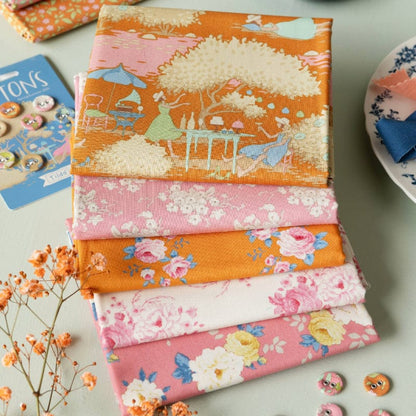 Tilda Fabric Pre Cuts Tilda Sunday Brunch Fat Quarter Bundle 5 Piece Pink and Orange TD300224  - The Sewing Studio