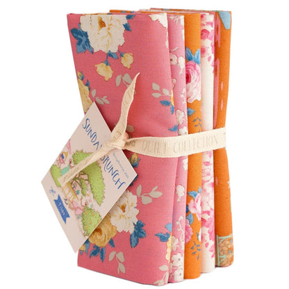 Tilda Fabric Pre Cuts Tilda Sunday Brunch Fat Quarter Bundle 5 Piece Pink and Orange TD300224  - The Sewing Studio