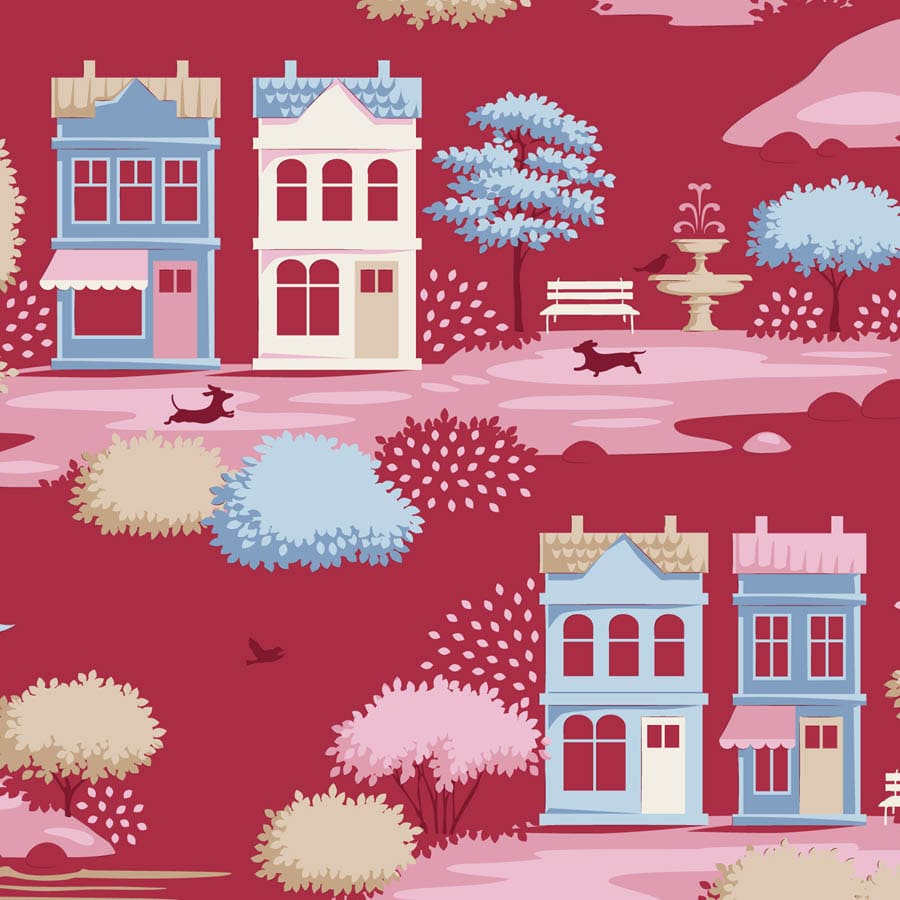Multi-coloured Landscapes Tilda Fabric PRE-ORDER Tilda Village Life - The Sewing Studio