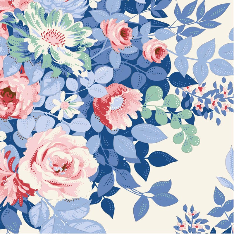 Multi-coloured Floral Tilda Fabric PRE-ORDER Tilda Something Blue Fabric - The Sewing Studio
