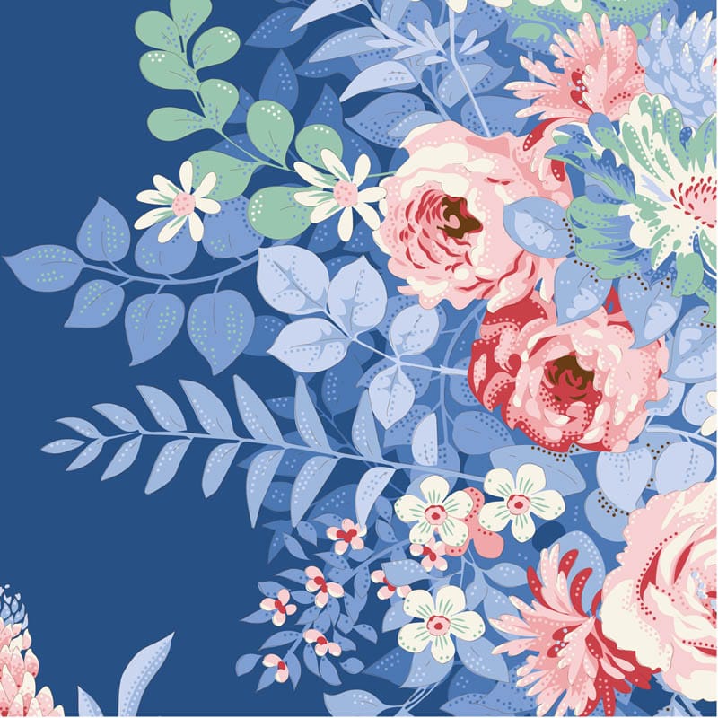 Blue Floral Tilda Fabric PRE-ORDER Tilda Something Blue Fabric - The Sewing Studio