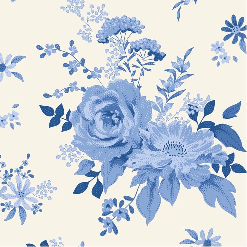 Blue Floral Tilda Fabric PRE-ORDER Tilda Something Blue Fabric - The Sewing Studio