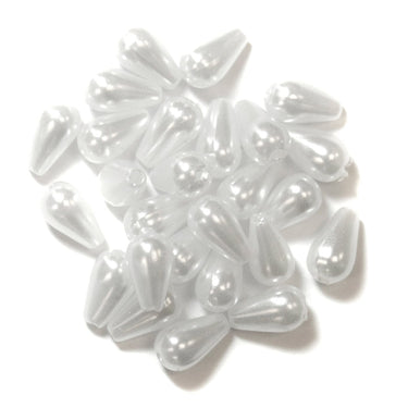 Trimits Beads Sequins Accessories Pearl Bead Drops: 6 x 9mm: White: 20 quantity  - The Sewing Studio for sale UK - The Sewing Studio