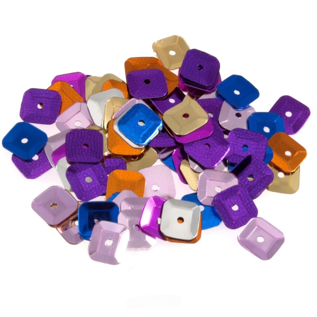 Sequins: Square: 7mm: Multi-coloured: 140 quantity