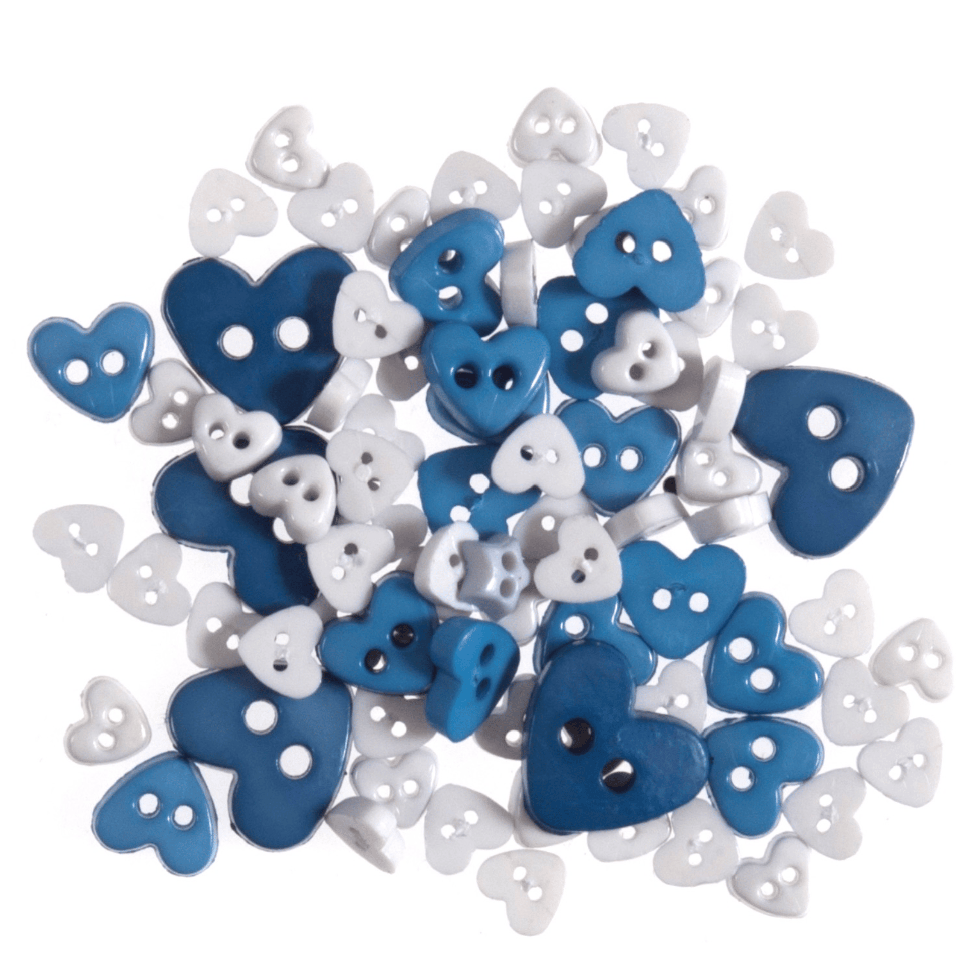 Trimits Buttons Mini Hearts Craft Buttons Blue: 2.5g pack  - The Sewing Studio