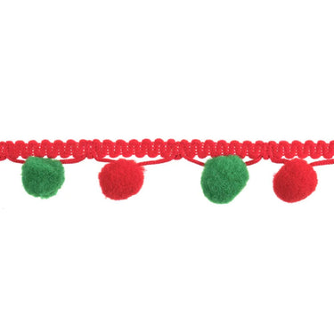 Trimits Craft Accessories Pom Pom Fringe Trim: 25mm: Red & Green  - The Sewing Studio for sale UK - The Sewing Studio
