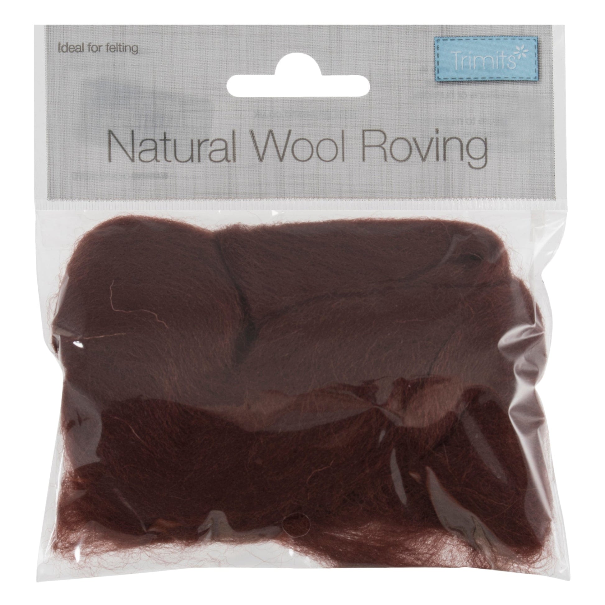 Trimits Felting Wool Natural Wool Roving, Chocolate, 10g Packet  - The Sewing Studio