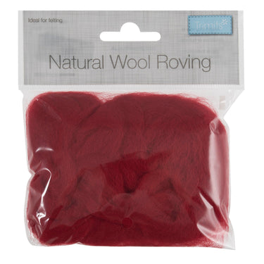 Trimits Felting Wool Natural Wool Roving, Dark Red, 10g Packet  - The Sewing Studio for sale UK - The Sewing Studio