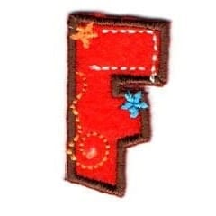Trimits Motifs Motif Letter F. Iron on.  - The Sewing Studio