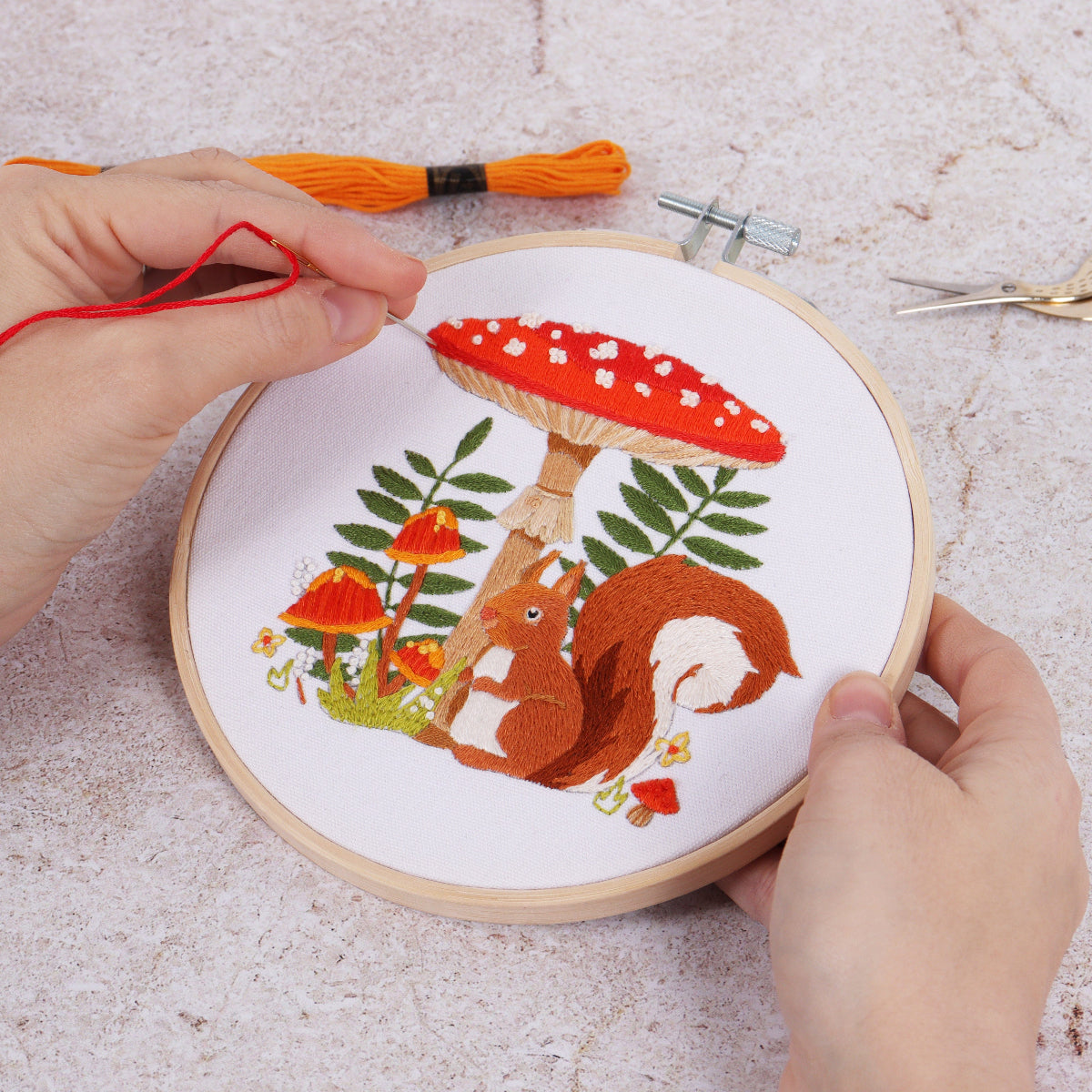 Trimits Sewing Kits Embroidery Hoop Kit Toadstool and Squirrel  - The Sewing Studio